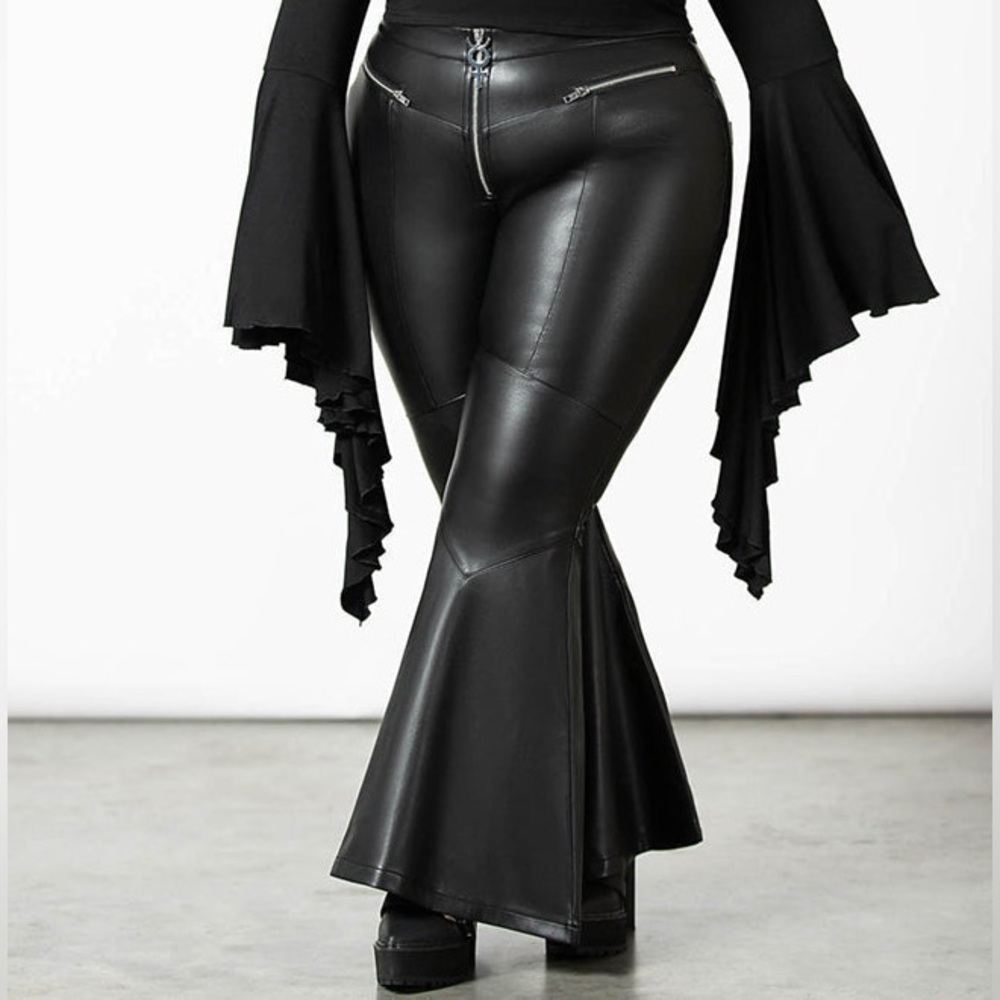 KILLSTAR Dark Nebula Flared Faux Leather Trousers